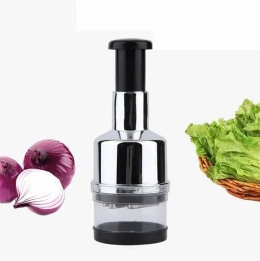 Silver Stainless Steel Onion & Garlic Hand Press Chopper