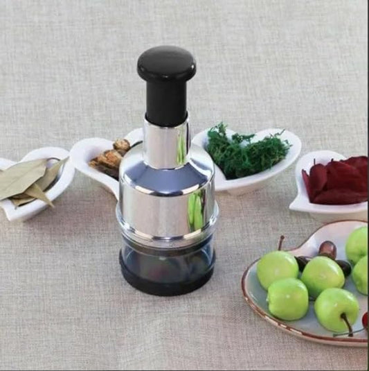 Silver Stainless Steel Onion & Garlic Hand Press Chopper