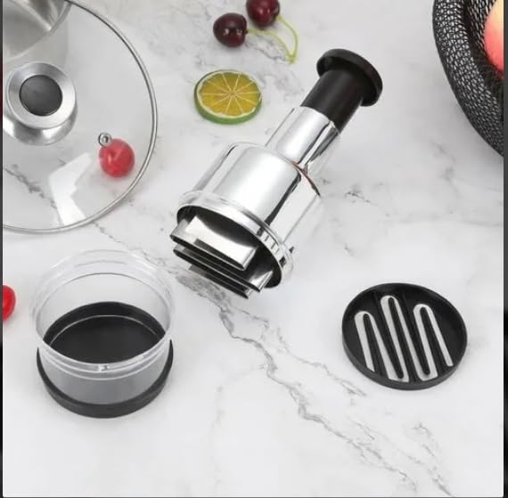 Silver Stainless Steel Onion & Garlic Hand Press Chopper